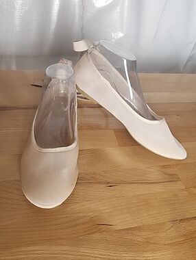 ZARA Mesh Ballet Flats Shoes Women US 9 EU 40 Blush Ribbon Tie Wrap Minimalist